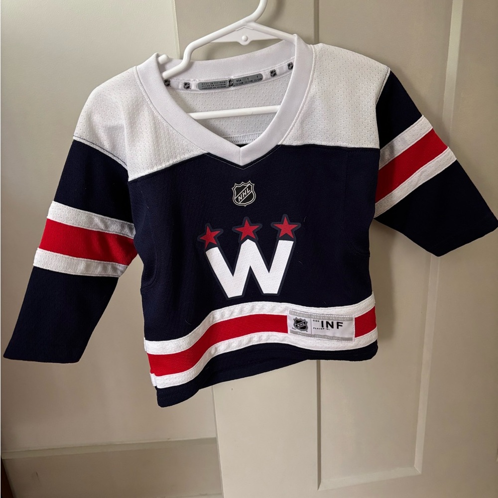 Kids Navy and Red Washington Capitals Hockey Jersey